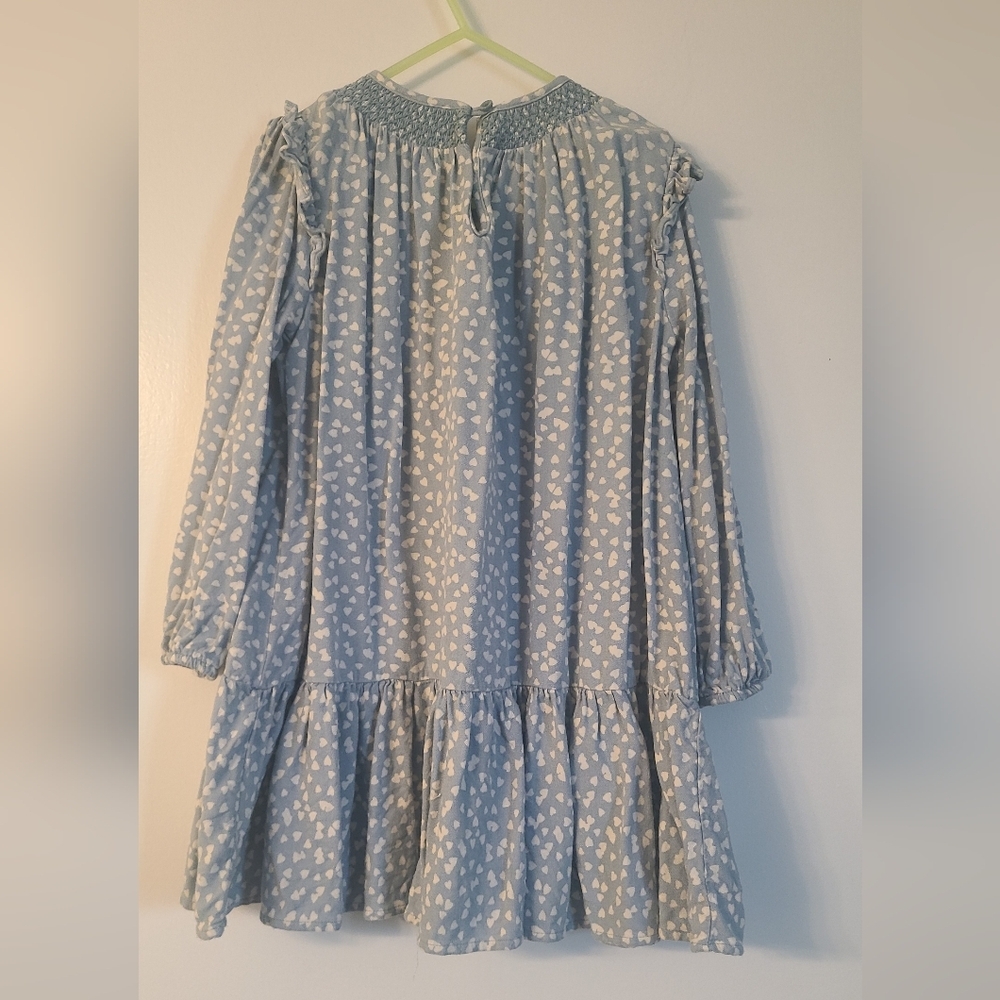 Baby GAP Light Blue Dress with White Heart Pattern Size 5